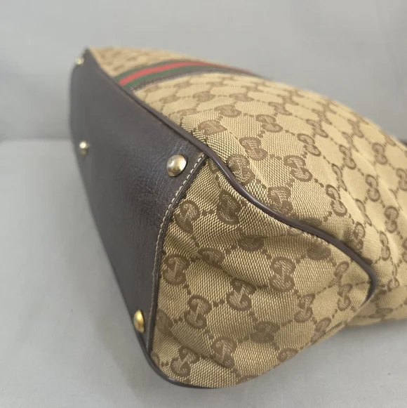 ✨️GUCCI GG Canvas Web Sherry Line Tote Bag - Picture 10 of 16